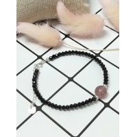 正生 8mm草莓晶+刻面水晶造型鍊