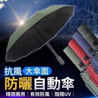 抗風大傘面黑膠防曬全自動傘-隨機 230302