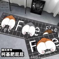 卡通可愛動物長條地墊兩件組-D柯基肥屁屁/套