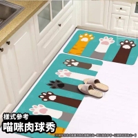 卡通可愛動物長條地墊兩件組-F喵咪肉球秀/套