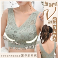 無鋼圈V領蕾絲背心內衣-隨機