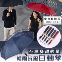 56吋不濕身 超輕量晴雨抗風自動傘-優雅紅