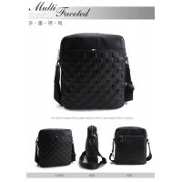 經典真皮璐易寶馬男款包-D款 /真皮潮流多隔層時尚斜背包(黑色)