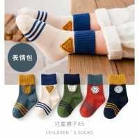 男女童 可愛中筒潮襪 5双組-小怪獸/M(3-5歲)