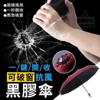 一鍵開收可破窗抗風黑膠傘/隨機