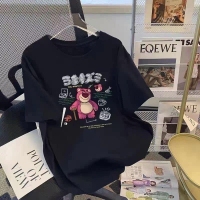 加大碼字母熊短袖上衣（太瘦的不要來）寬鬆版/4XL/黑