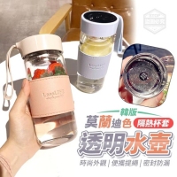 韓版莫蘭迪色隔熱杯套透明水壺