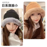 韓版保暖絨漁夫帽/淺卡 240618